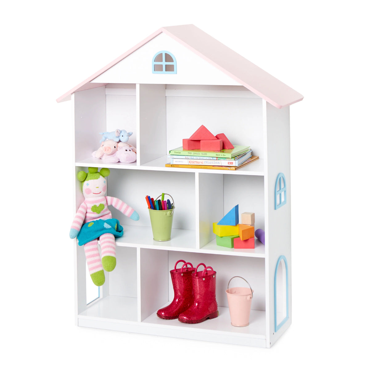 Kids Wooden Dollhouse Bookcase Q97766