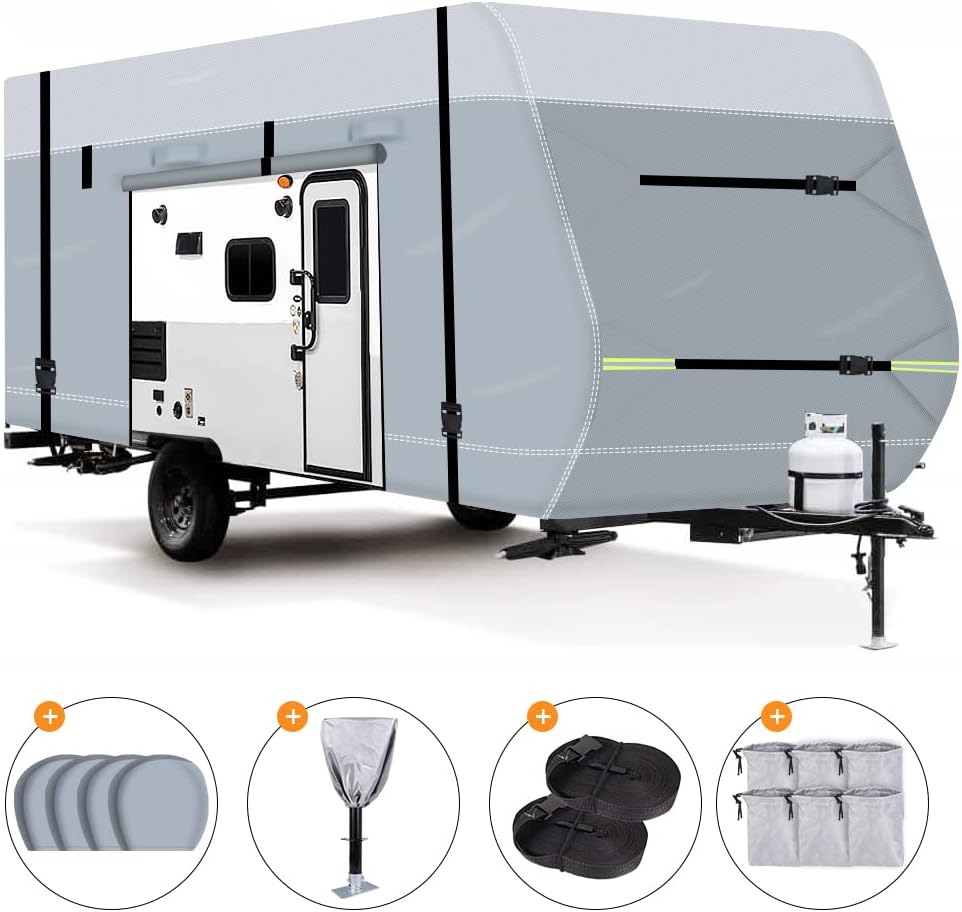 600D Waterproof Oxford Travel Trailer RV Cover with Tire Cover N83224