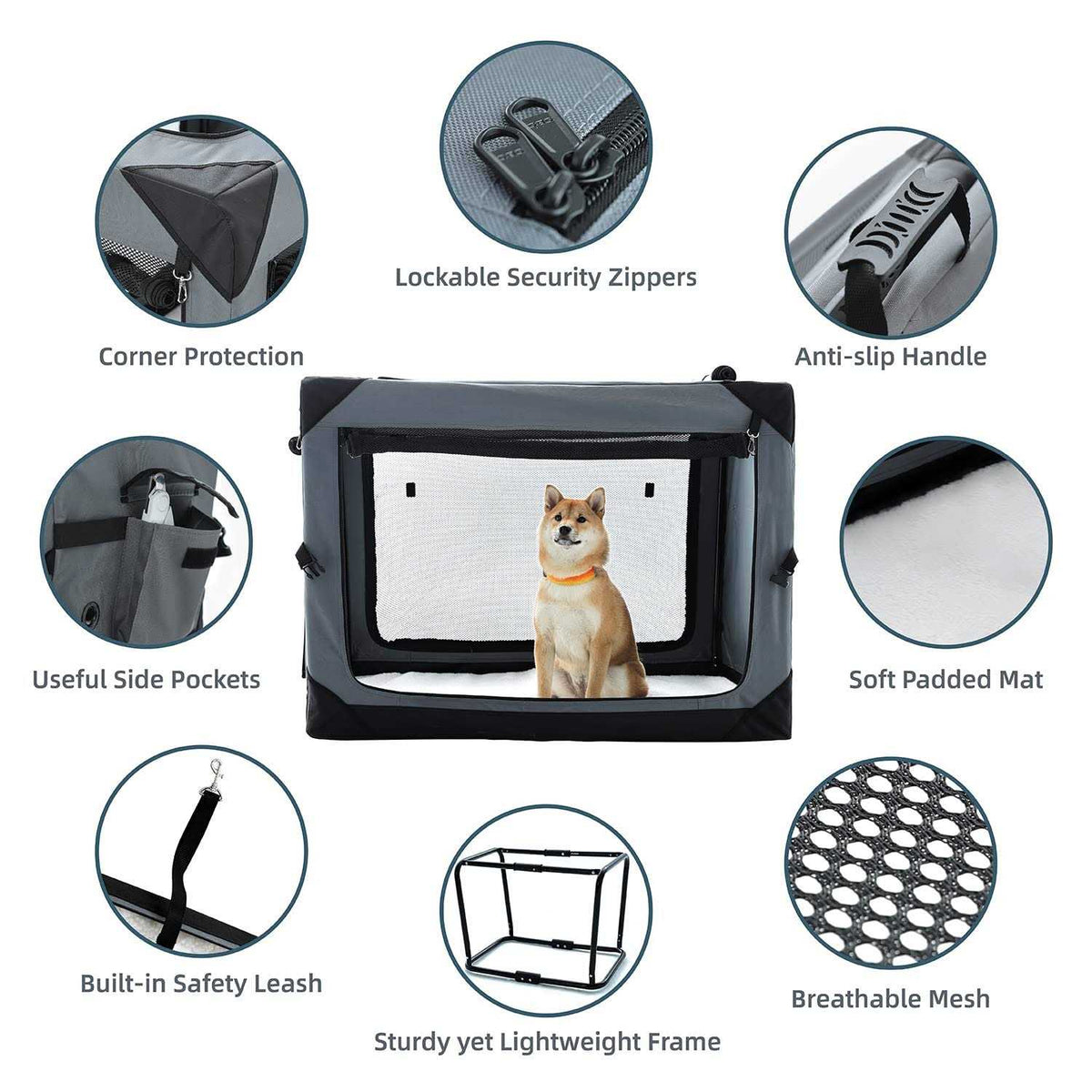 Collapsible 4-Door Soft Dog Crate Z64406