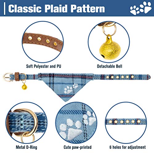 Blue Plaid Dog Collar and Leash Set D544