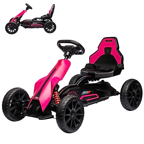 12V 7Ah Battery Powered Electric Drift Kart with Adjustable Speed and Safety Belt, Black S9422