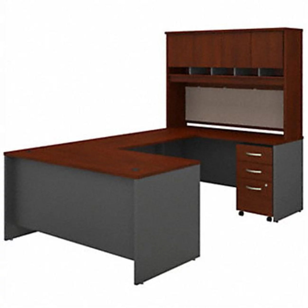 60 in. U Shaped Desk with Hutch & Mobile File Cabinet I1311