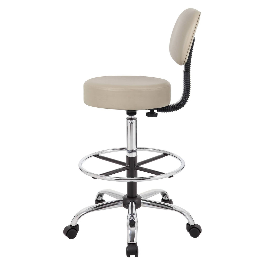 Beige Caressoft Medical Drafting Stool with Back Cushion T63802