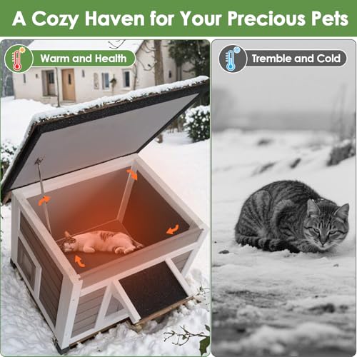 Insulated Weatherproof Cat House with Asphalt Roof S544350