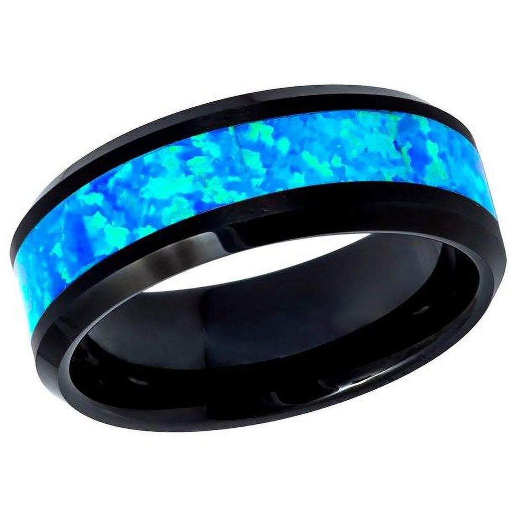 6mm Blue Inlay Tungsten Rings O9692