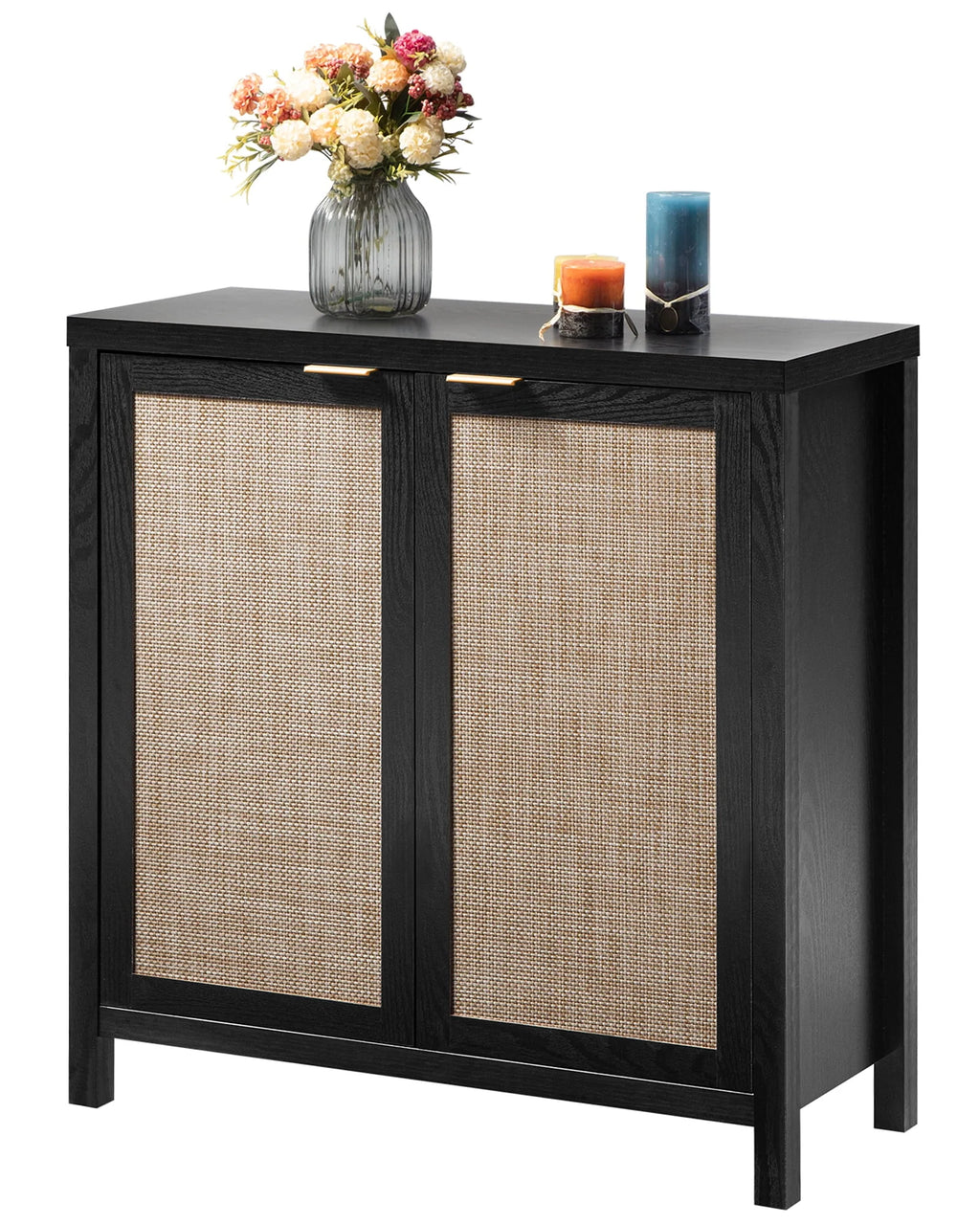 Set of 2 Rattan Cabinet with Doors V354384