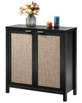 Set of 2 Rattan Cabinet with Doors V354384
