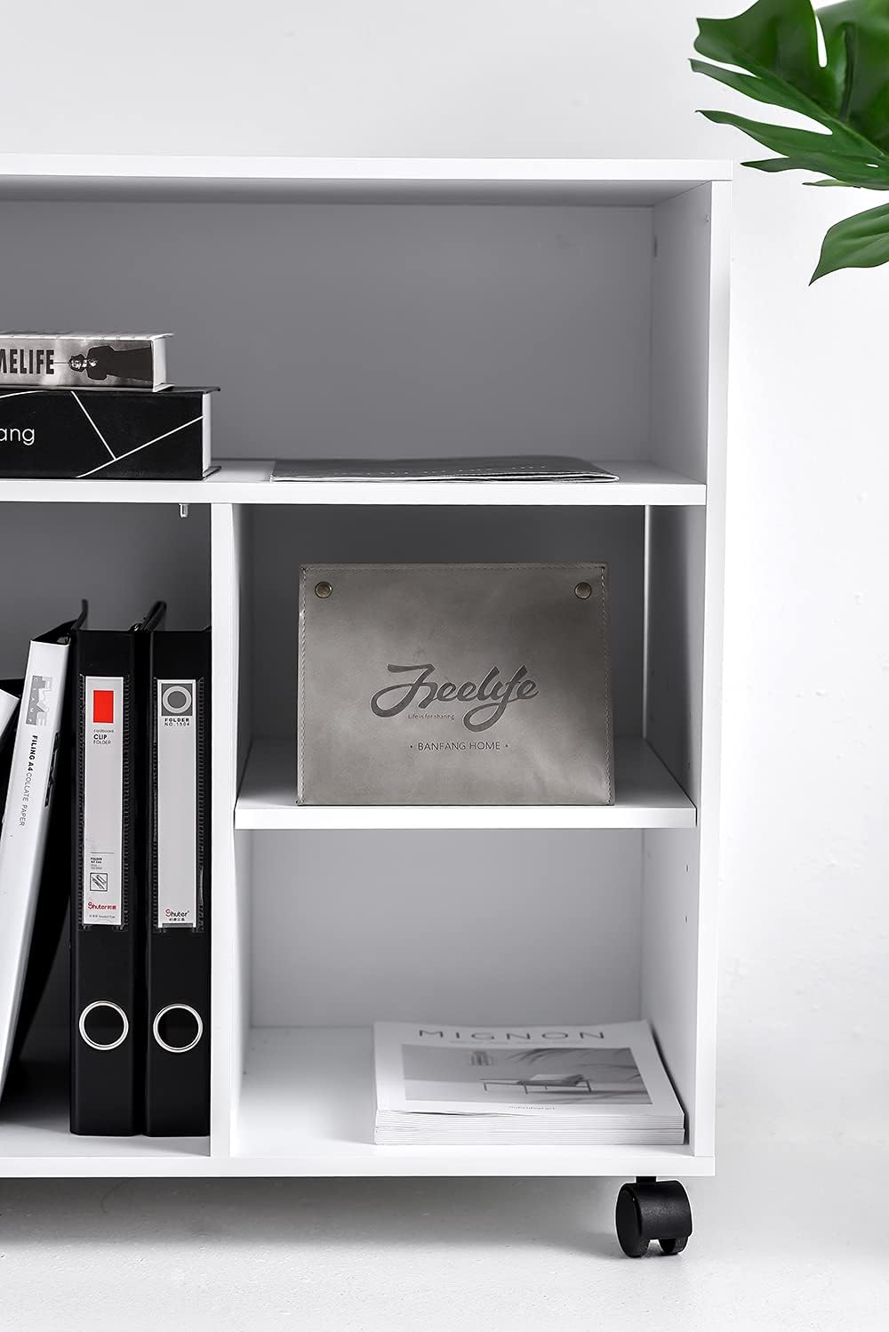 Mobile File Cabinet with Wheels and 3 Open Shelves N1068