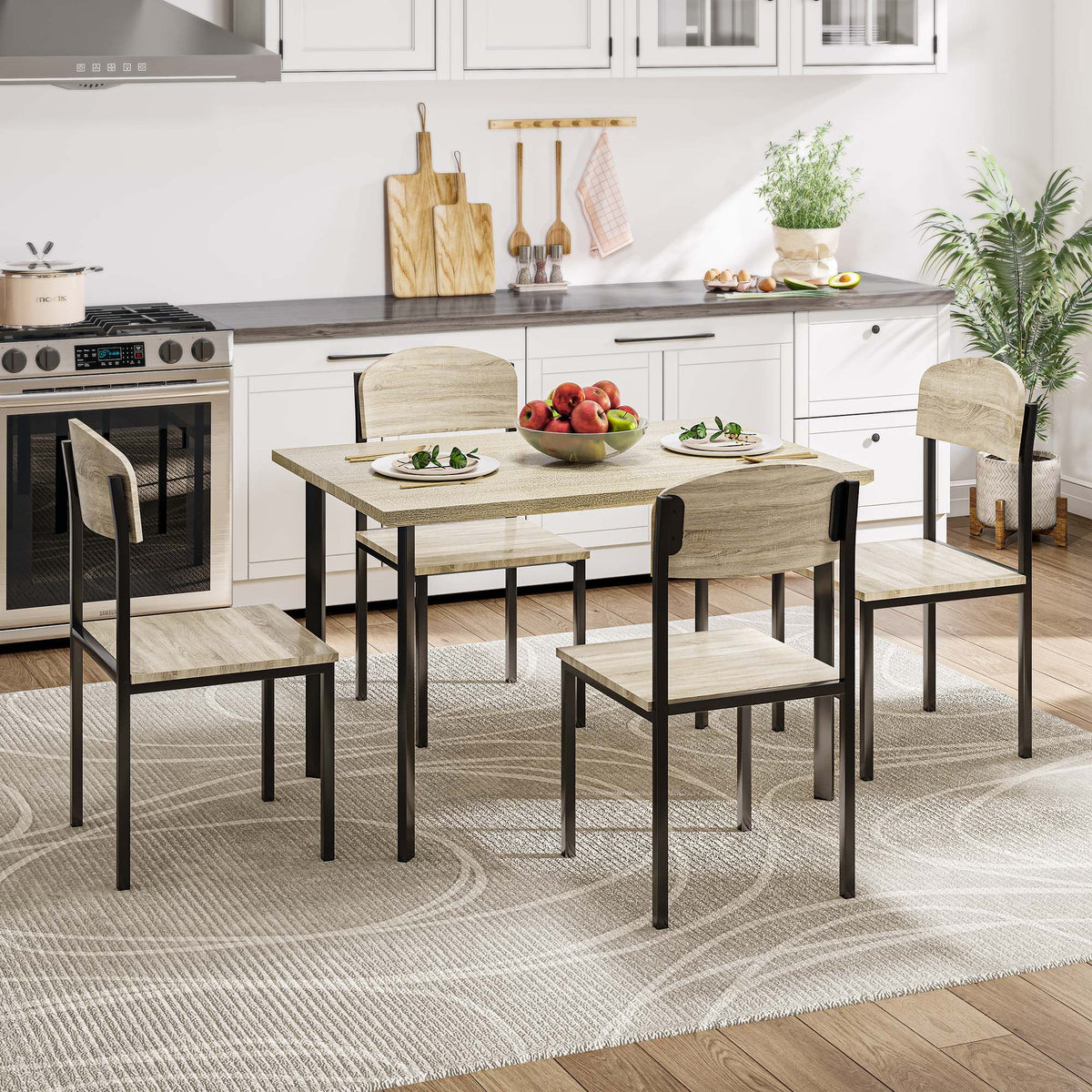 5-Piece Light Brown Dining Table Set U809951