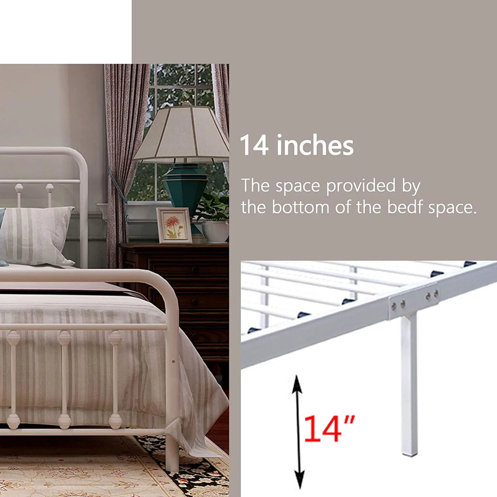 Vintage Queen Metal Platform Bed Frame E8039