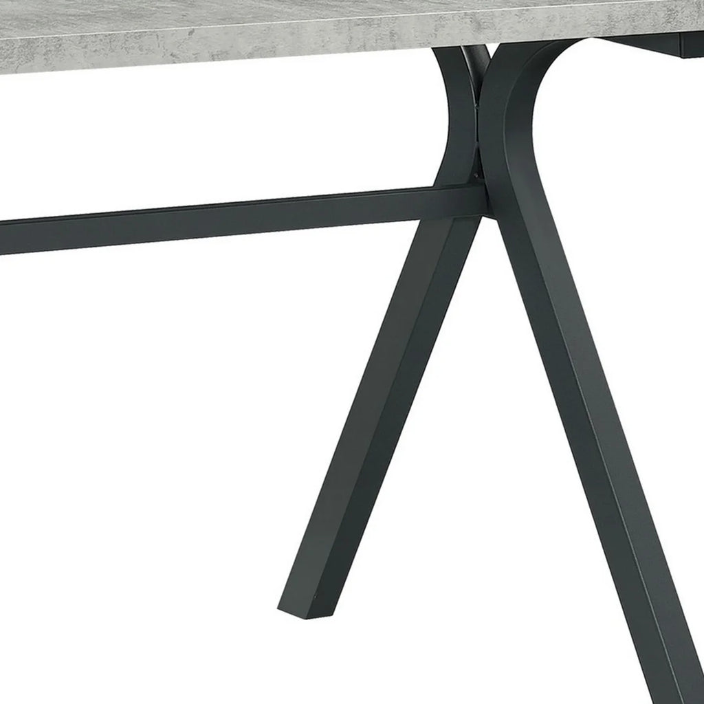 60 Inch Rectangular Writing Desk Light Gray Wood Top Dark Gray Metal T54401