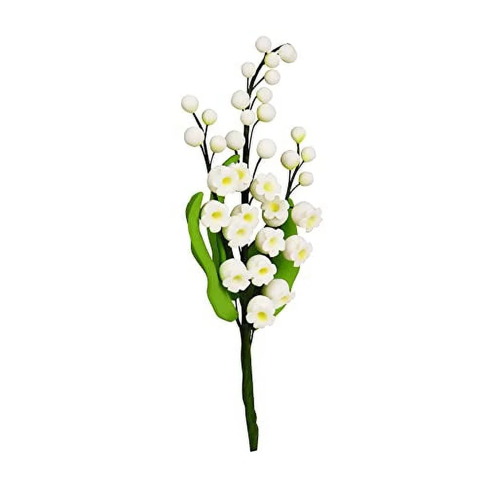 Edible Sugar Flower Spray 6 Inch Set of 3 White with Buds T923037