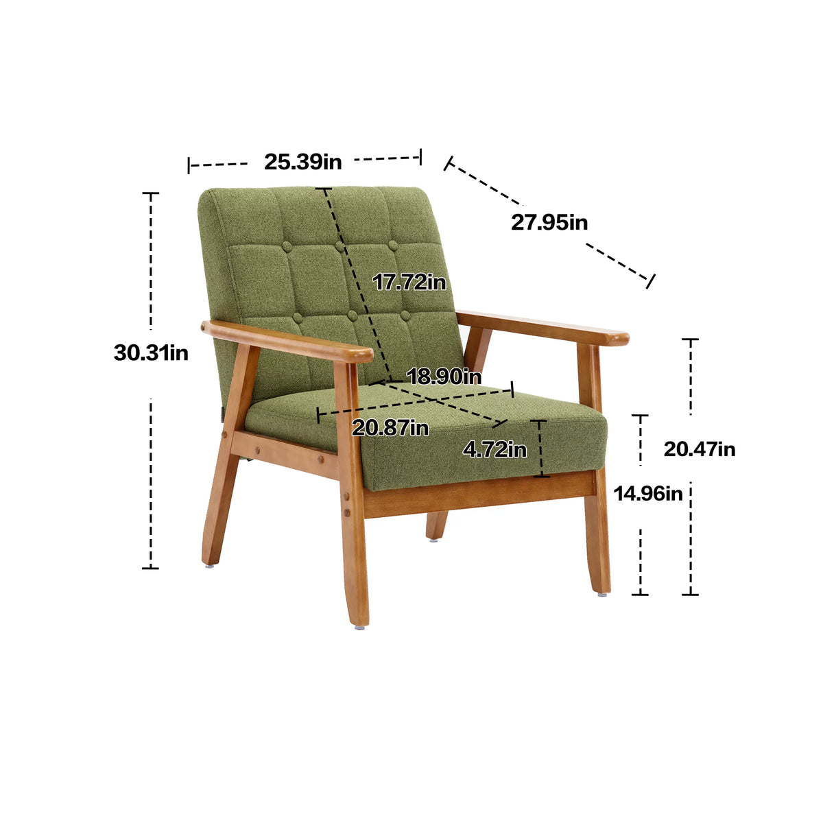 Set of 2 Wood and Fabric Armchair with Side Table P85210