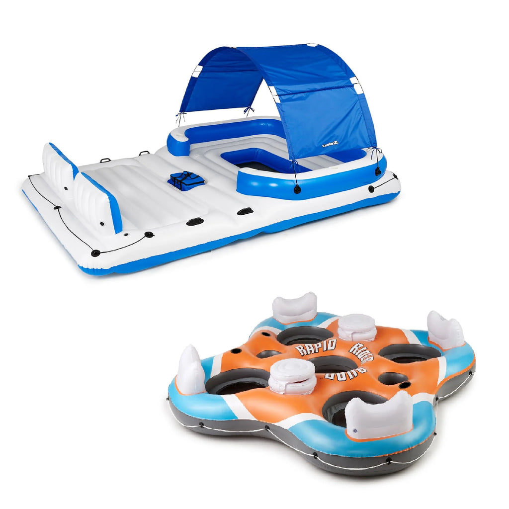 Inflatable Island Raft & 4 Person Lounger W942