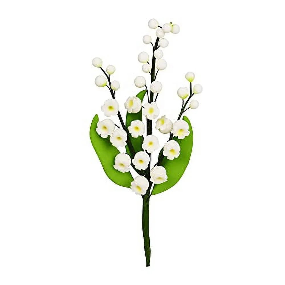 Edible Sugar Flower Spray 6 Inch Set of 3 White with Buds T923037