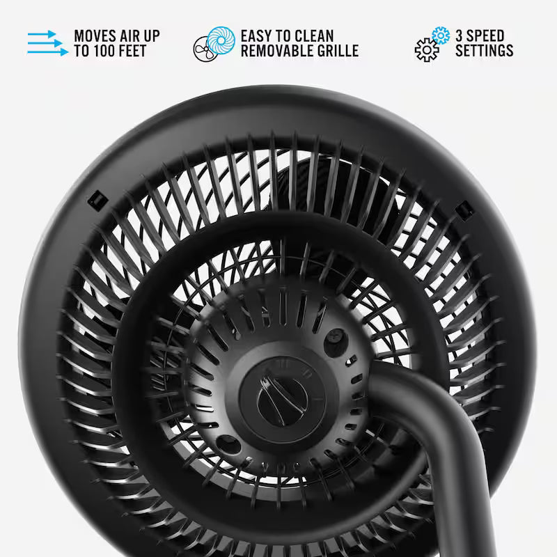 12 in. 3 Speeds Adjustable Height Floor Fan M494222
