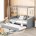 Gray Wooden Canopy Bed with Trundle R8337
