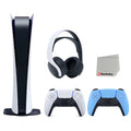Playstation 5 Digital Edition Console with Blue Controller and White Headset C661607
