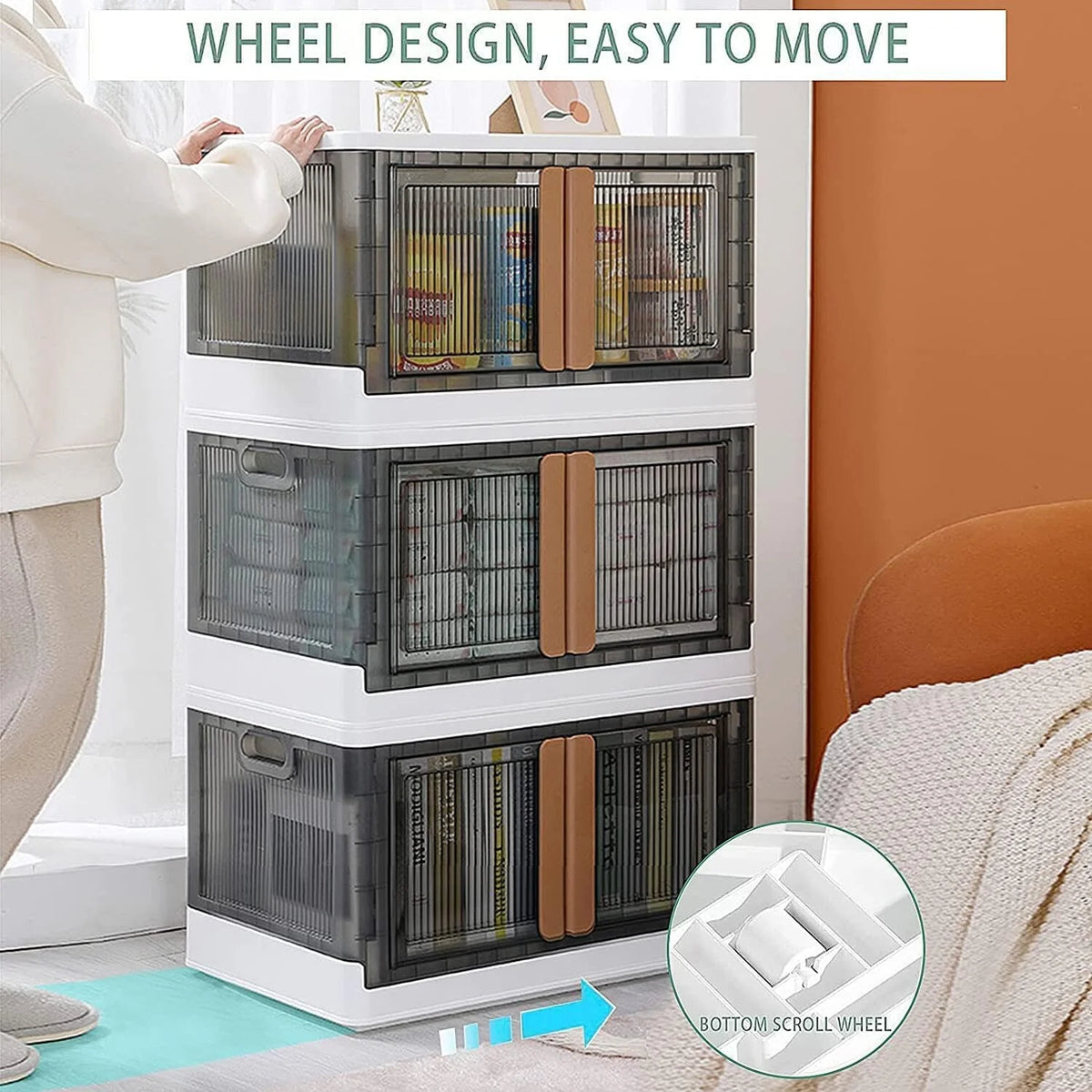 Foldable Cube Storage Bins with Lids, 3 Pack, 8.4 Gal Q587435