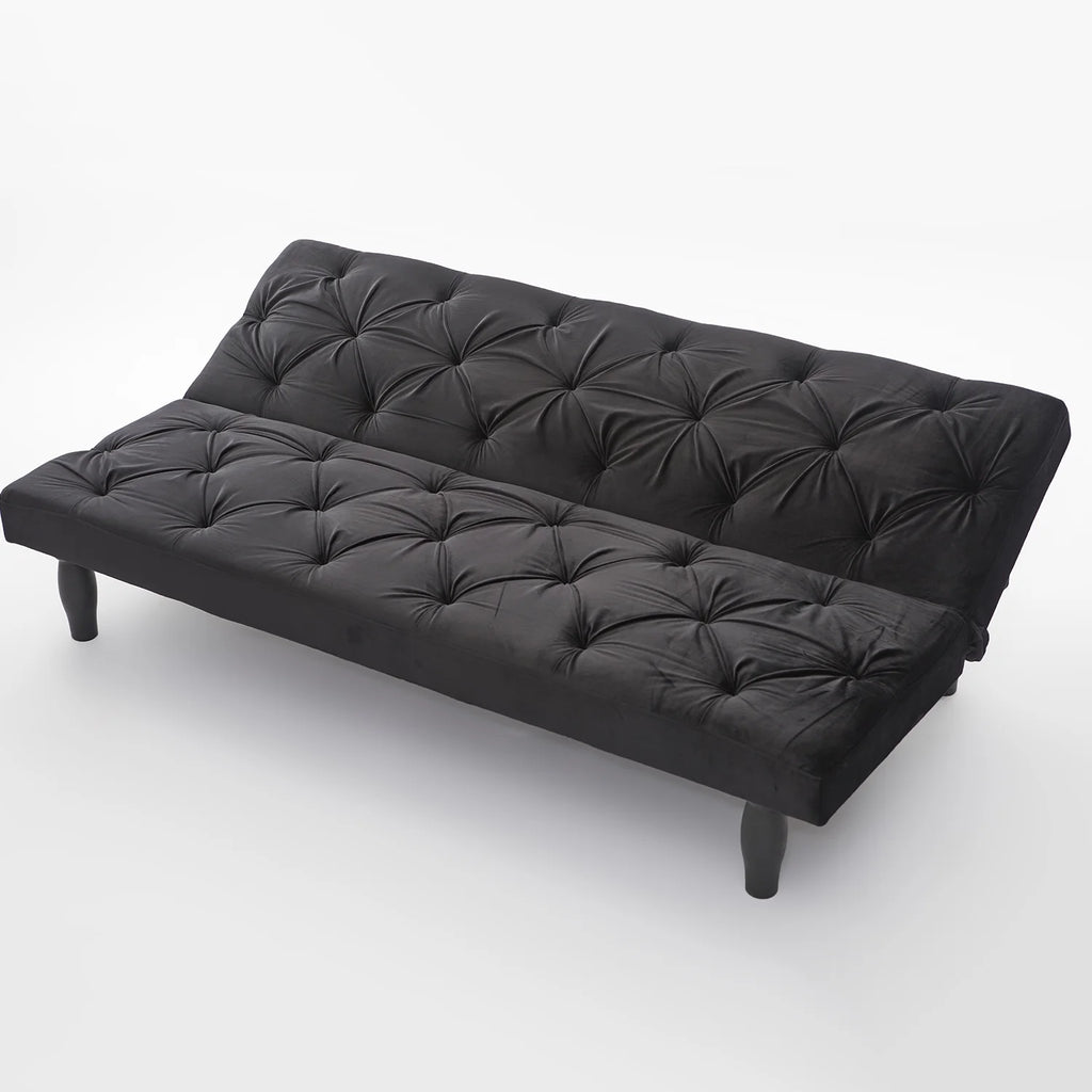 Black Velvet Futon Sofa Bed J606