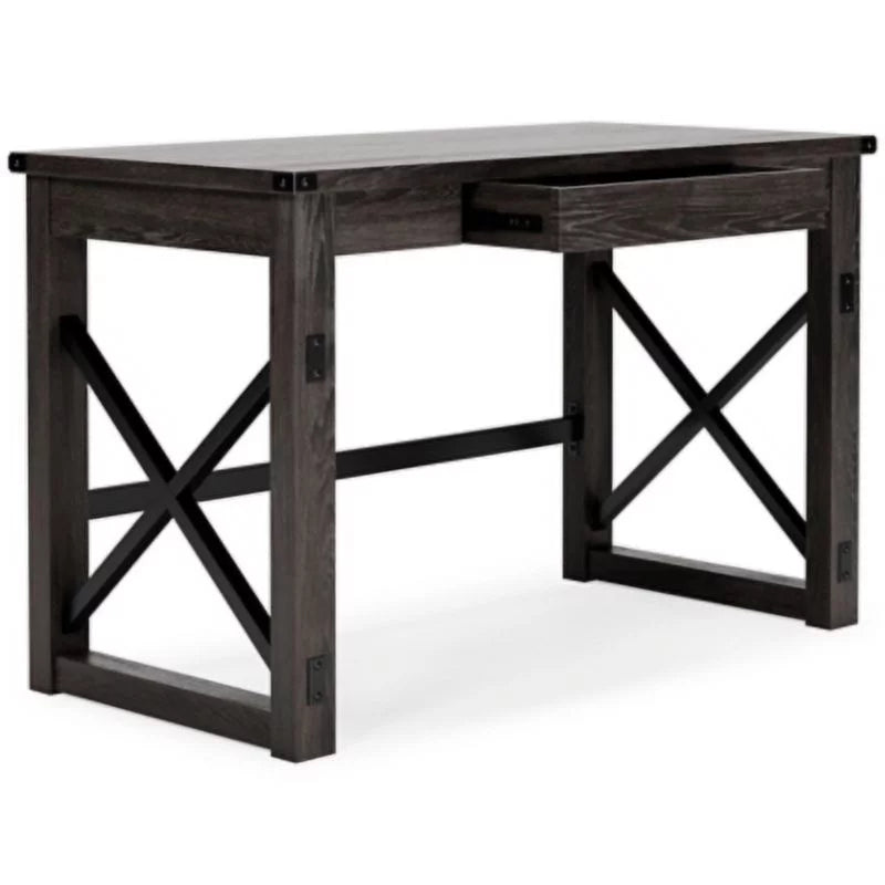 Dark Gray Rustic Farmhouse Home Office Desk L42299