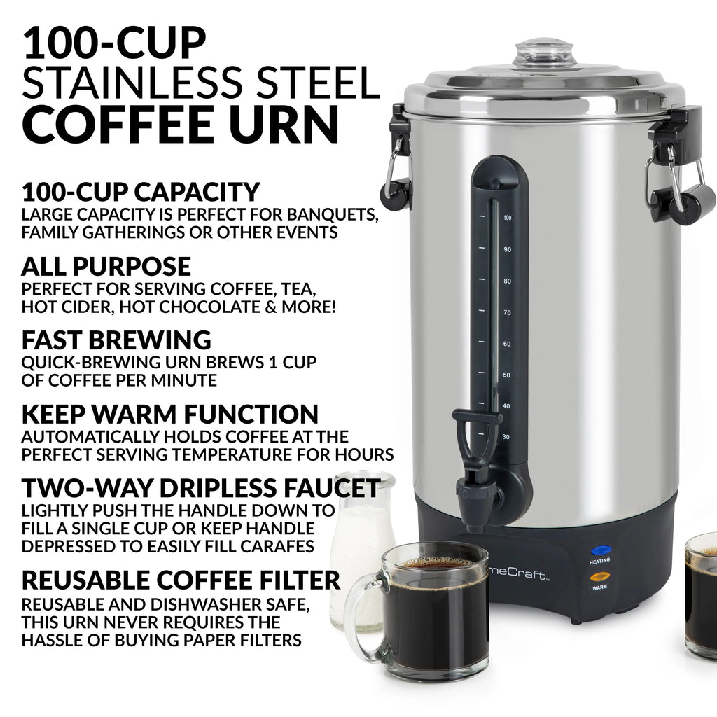 1500-Watt 100-Cup Stainless Steel Coffee Urn O3148