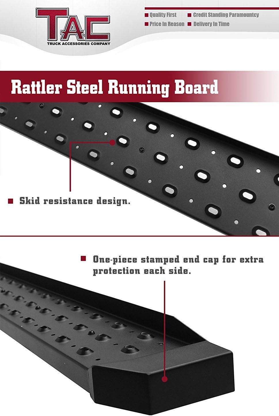 Black Steel Running Boards 2pcs E464