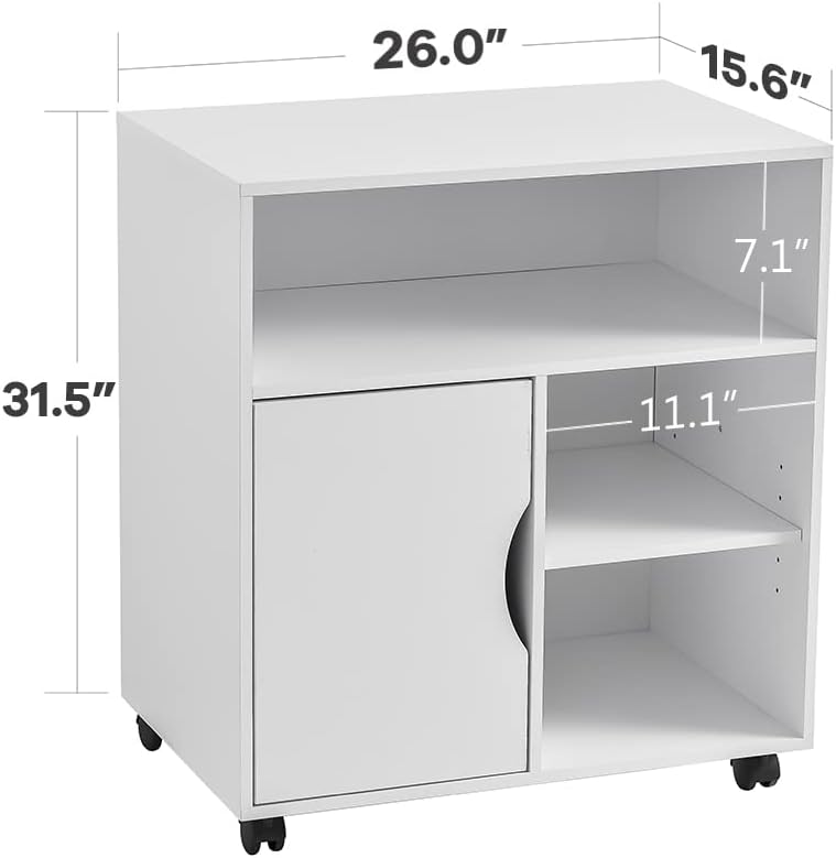 Mobile File Cabinet with Wheels and 3 Open Shelves N1068