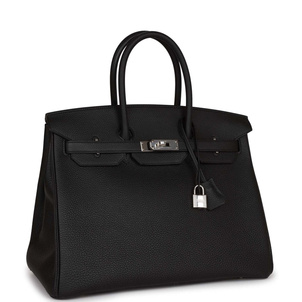 Black 35 Togo Leather Handbag O347