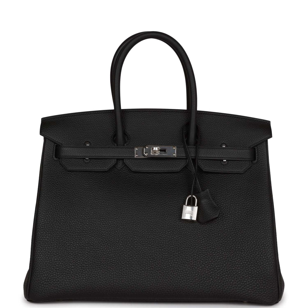 Black 35 Togo Leather Handbag O347