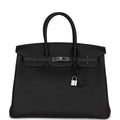 Black 35 Togo Leather Handbag O347