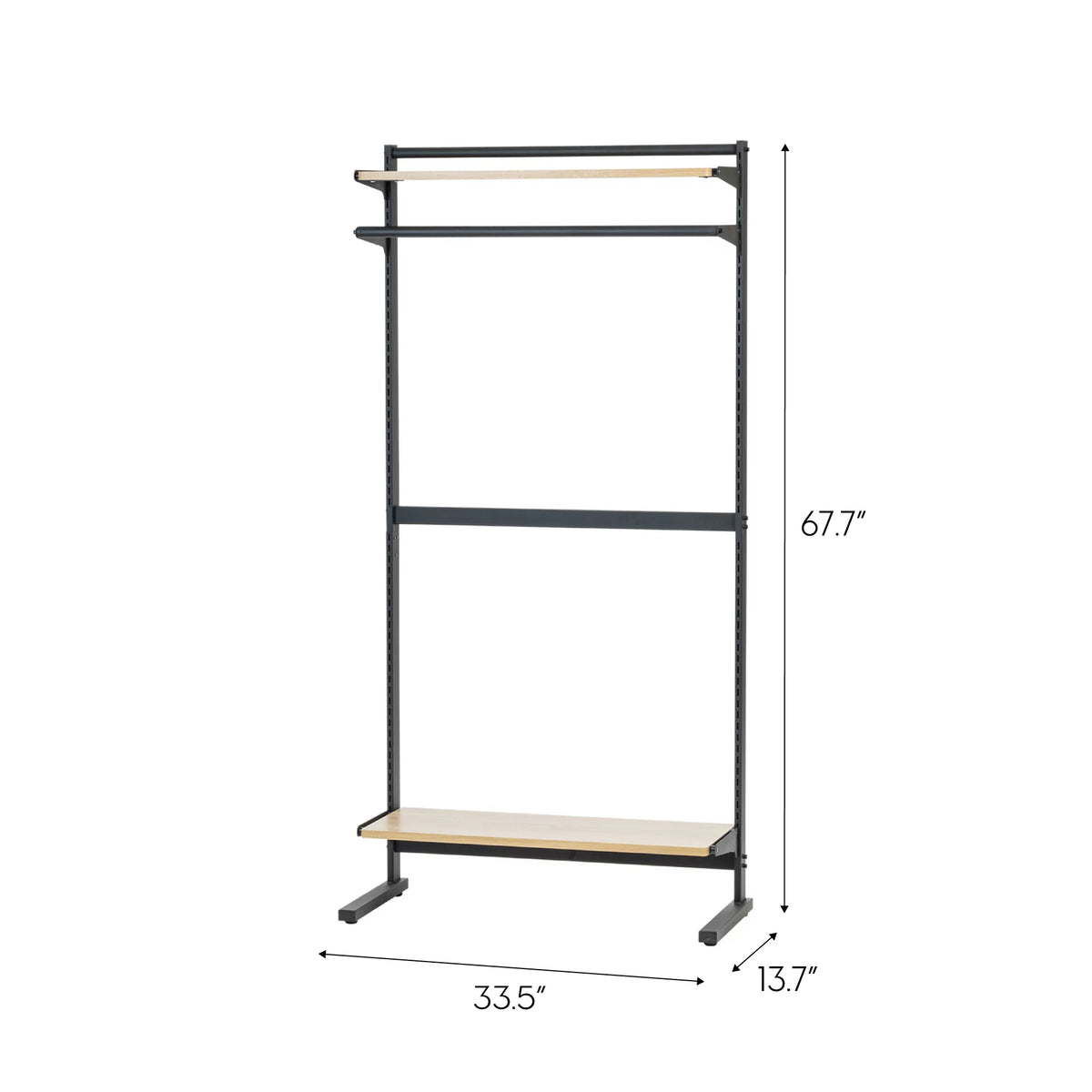 Portable Shelving Unit with 2 Adjustable Shelves and Clothing Rod F612