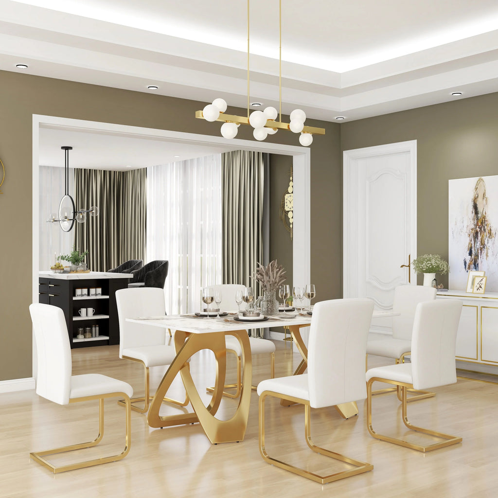 White PU Leather Dining Chairs Set of 2 S551202