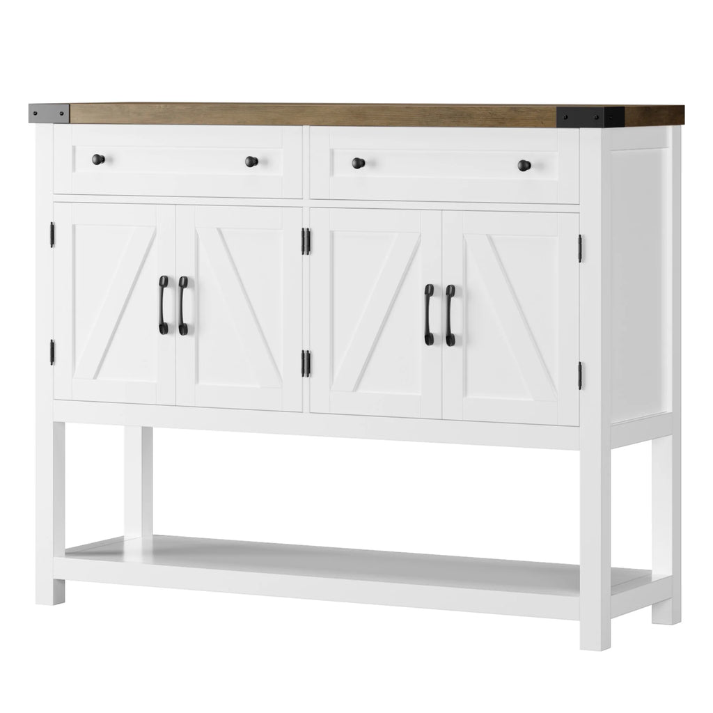White 2 Drawer 4 Door Wood Console Table E8440