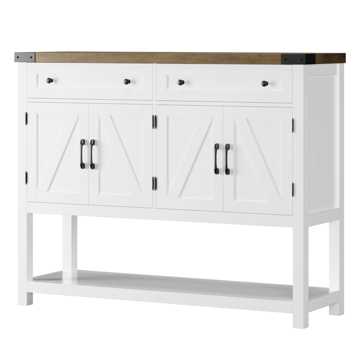 White 2 Drawer 4 Door Wood Console Table E8440