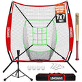 7'x7' Portable Baseball Net Set with Tee, Bat, Balls, Strike Zone, Carrying Bag Q2370