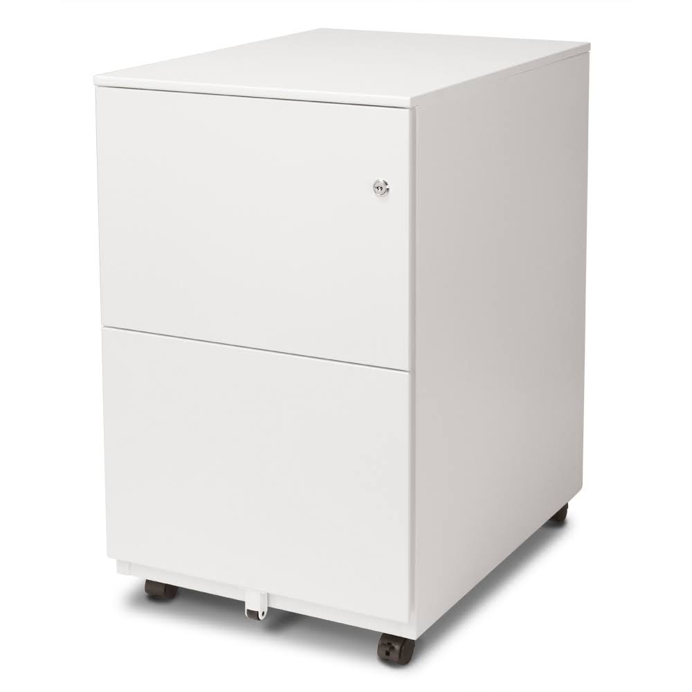 White 2-Drawer Metal Mobile File Cabinet with Lock G766