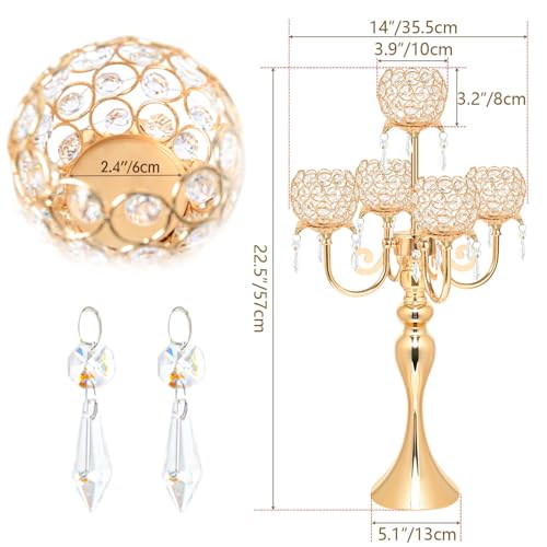 Black Metal Crystal Tea Light Candle Holders Set U9374