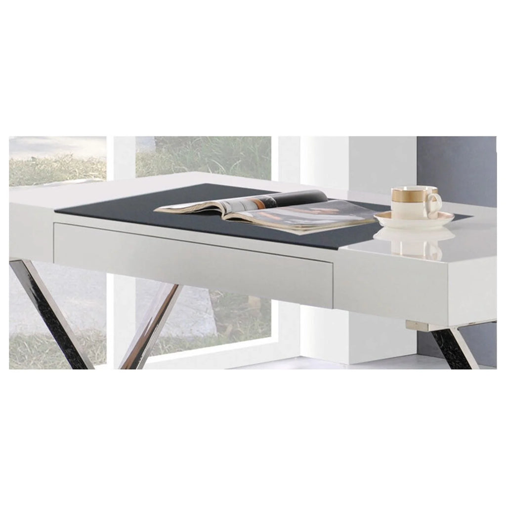 Modern Computer Desk with Stainless Steel Legs in White High Gloss U6375