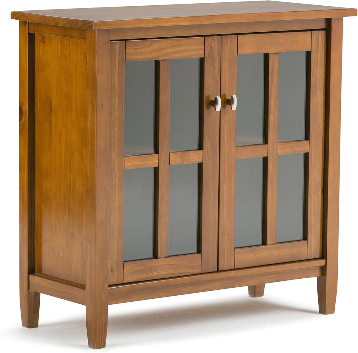 Light Golden Brown 32 inch Wood Storage Cabinet with Glass Door X584820