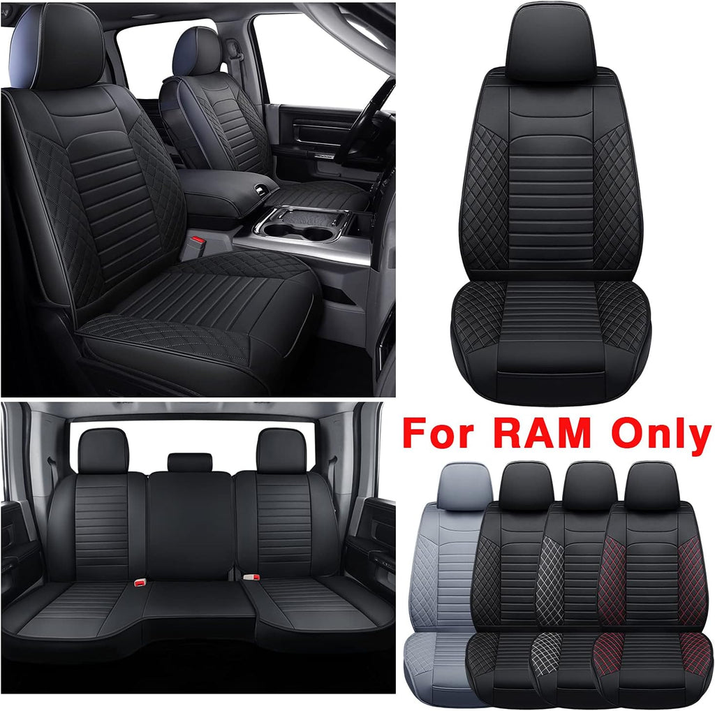 Black&Red Waterproof Faux Leather Full Set Seat Covers J81172