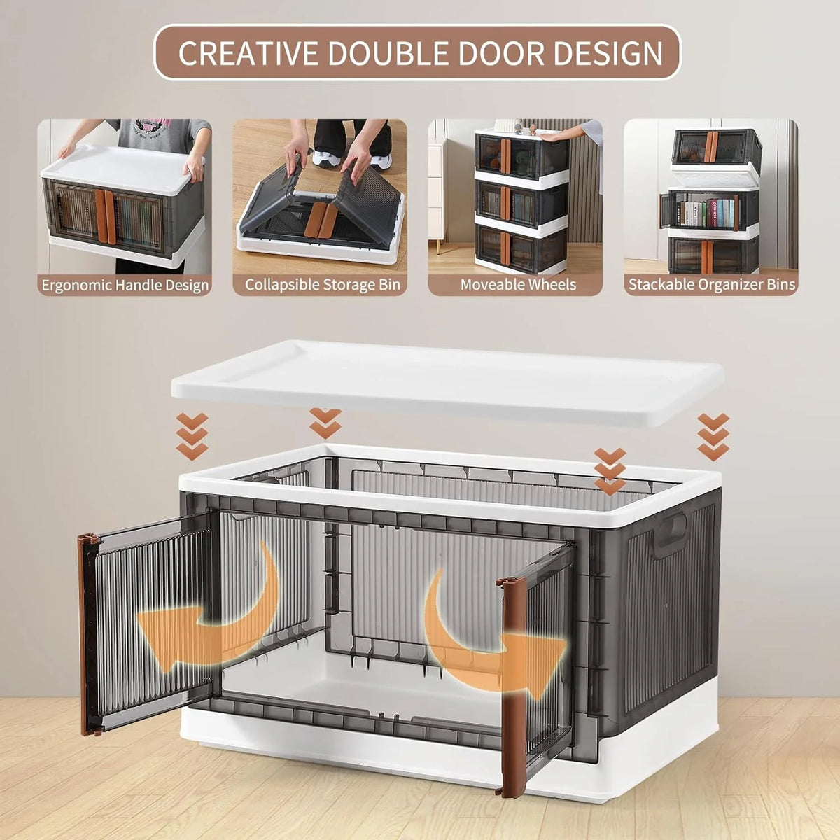 Foldable Cube Storage Bins with Lids, 3 Pack, 8.4 Gal Q587435