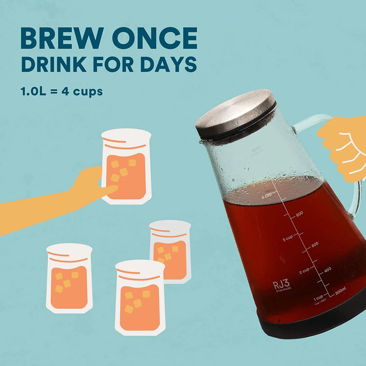Airtight Cold Brew Iced Coffee Maker & Tea Infuser with Spout L8375