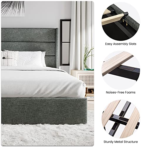 Queen Size White Velvet Upholstered Platform Bed with Storage A5245