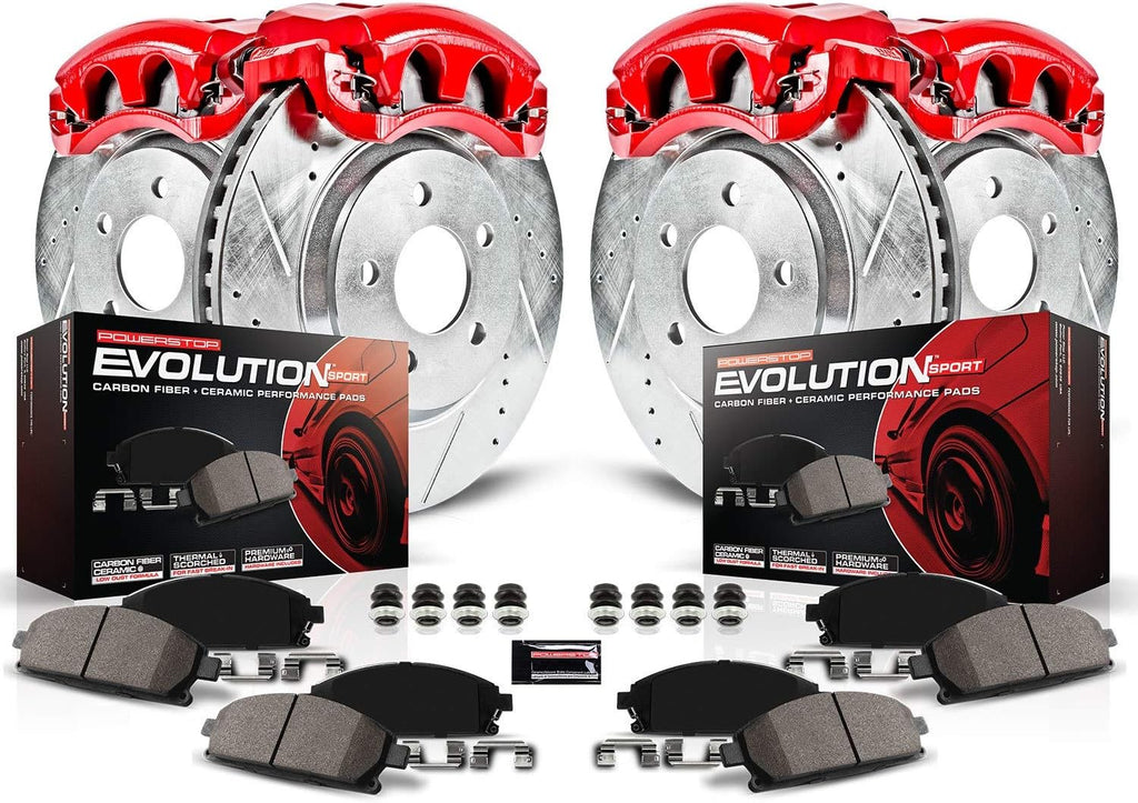 Powder Coated Calipers Brake Kit with Drilled Slotted Rotors S480