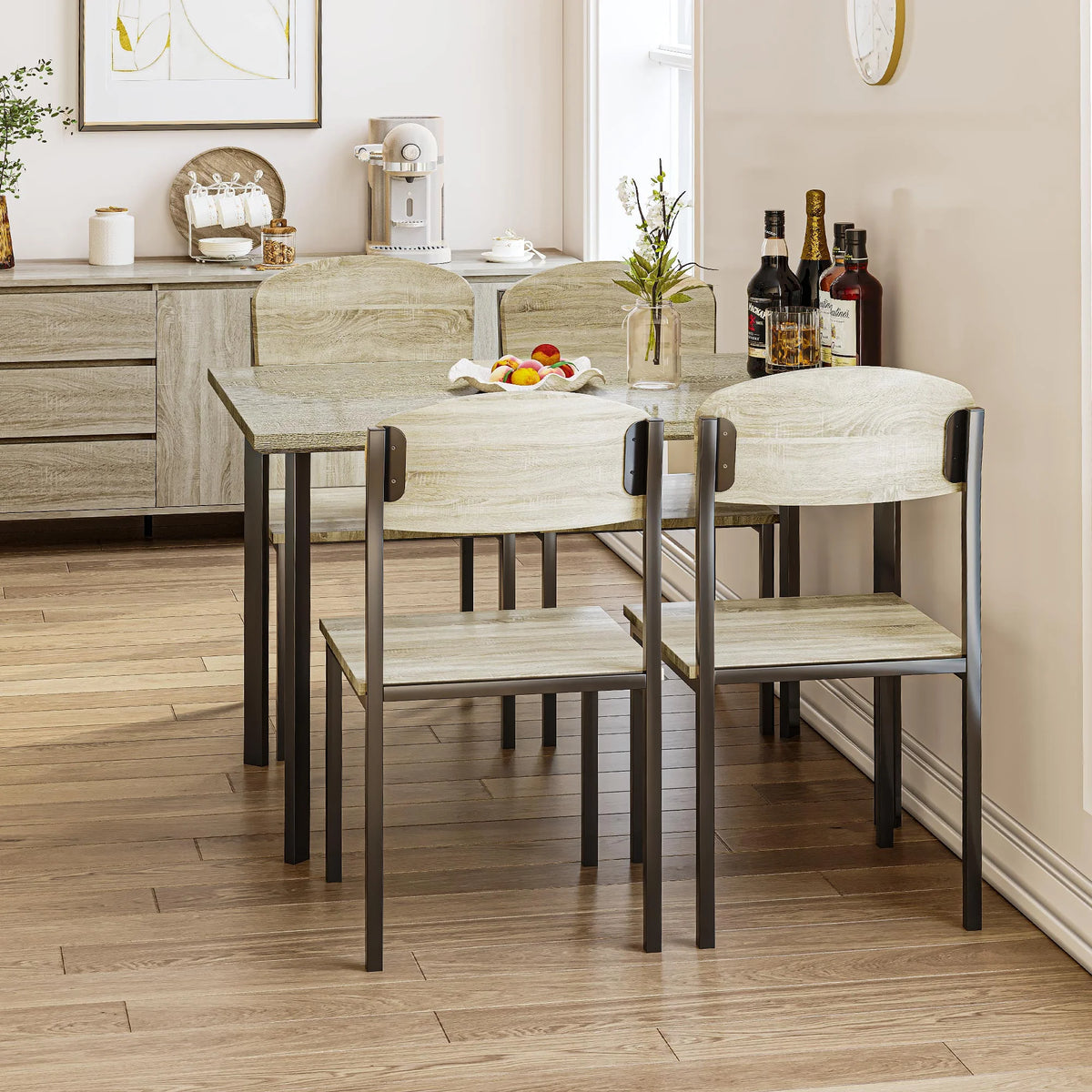 5-Piece Light Brown Dining Table Set U809951