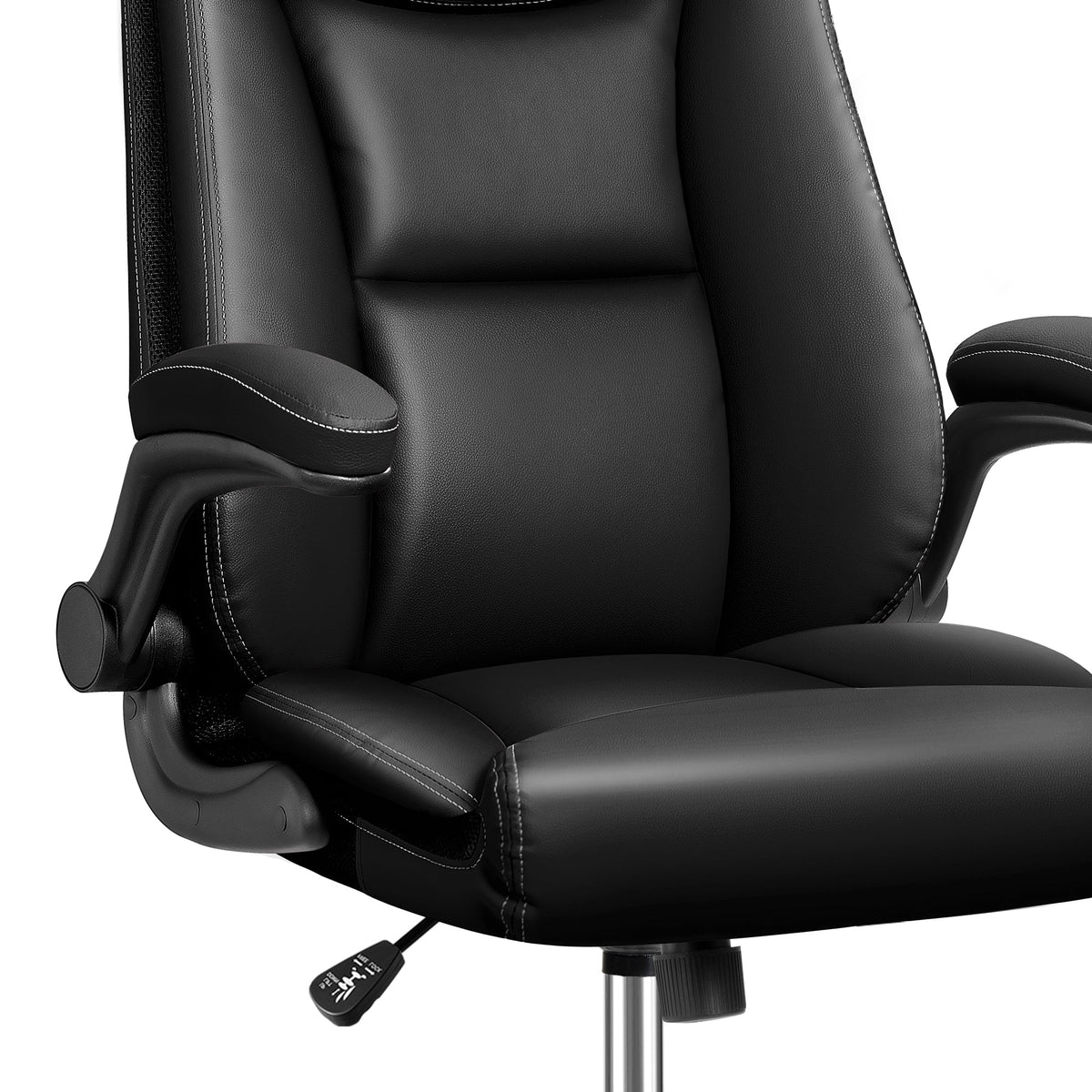 Black Ergonomic Leather Office Chair with Lumbar Support P9461