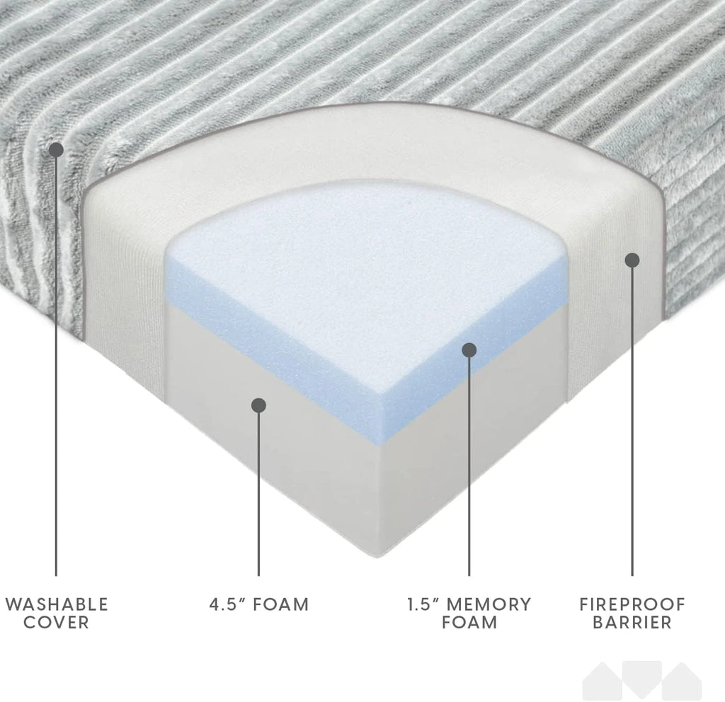 Tri Folding Memory Foam Sofa Mattress with Washable Cover, Twin Size A4750