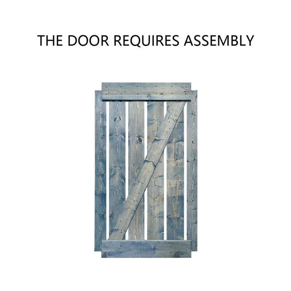 24 in. x 84 in. Brown Solid Knotty Pine Wood Interior Sliding Barn Door with Hardware Kit Z976