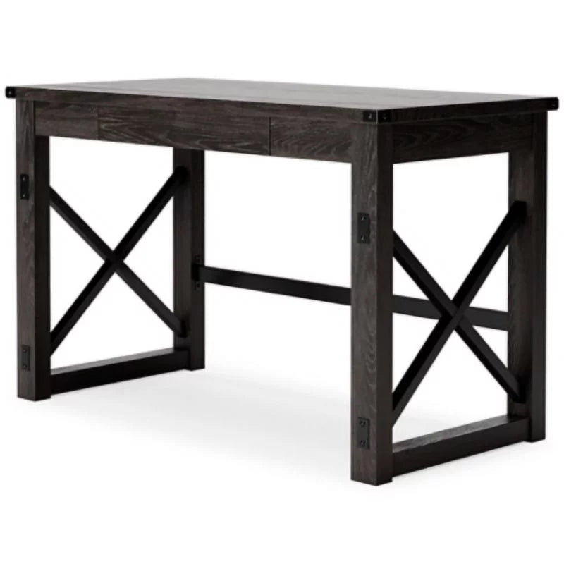 Dark Gray Rustic Farmhouse Home Office Desk L42299